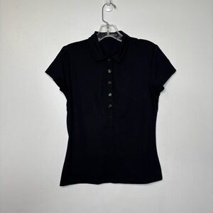 J.McLaughlin Catalina Cloth Polo Top XS Black Stretch
